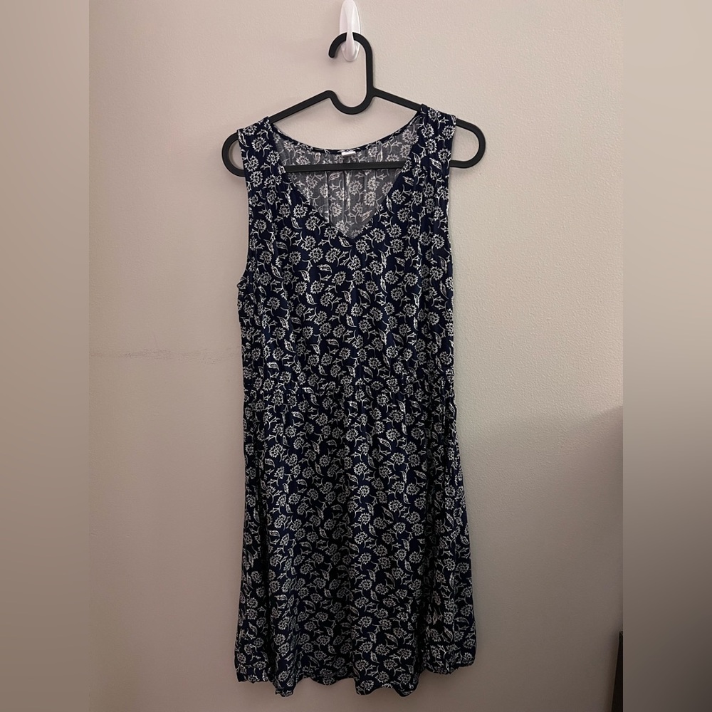 Navy blue with white pattern dress